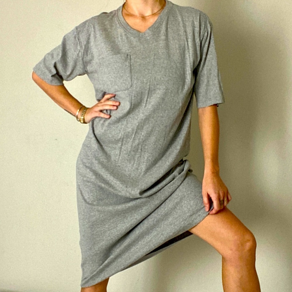 Grey 100% Cotton Vintage Xhilaration Pocket T-Shirt Dress